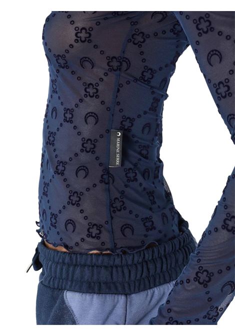 top moonogram mesh flock ls donna navy MARINE SERRE | WTS018ACJER0005BL90